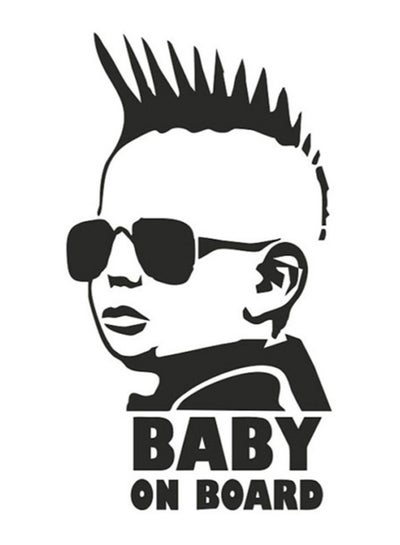 Buy Baby on Board Decorative Wall Sticker White/Black 15 x 15cm in UAE