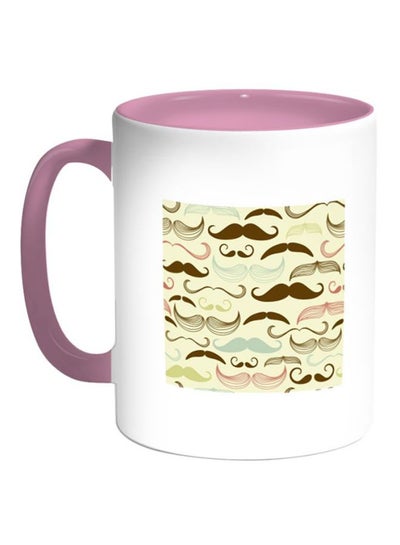 Buy Printed Ceramic Coffee Mug White/Yellow/Pink in Egypt