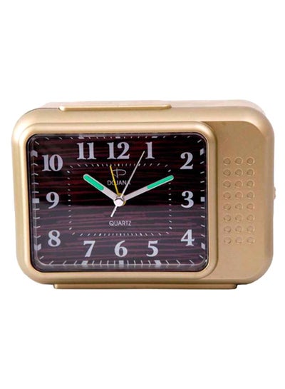 Buy Rectangle Analog Alarm Clock Gold/Black in Saudi Arabia