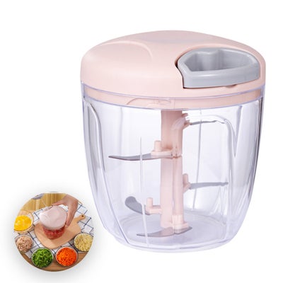 Buy 900ml Manual Food Chopper Pink/Clear 12.5 x 12 x 12cm in Saudi Arabia