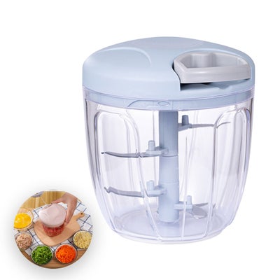 اشتري 900ml Manual Food Chopper Blue/Clear 12.5 x 12 x 12cm في السعودية