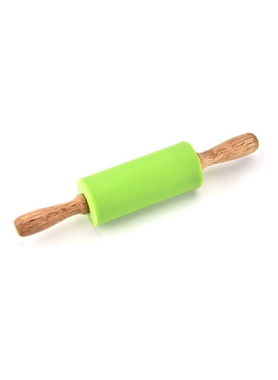 Buy 22.5cm Silicone Dough Rolling Pin Non-Stick Wooden Handle Pastry Baking Bakeware Tools green 22*22*22cm in Egypt