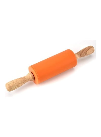 Buy 22.5cm Silicone Dough Rolling Pin Non-Stick Wooden Handle Pastry Baking Bakeware Tools orange 23*23*23cm in Egypt