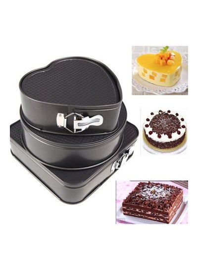 اشتري 3-Piece Mould Non Stick Baking Tray with Buckle Bakeware Black 28,26,24cm في مصر