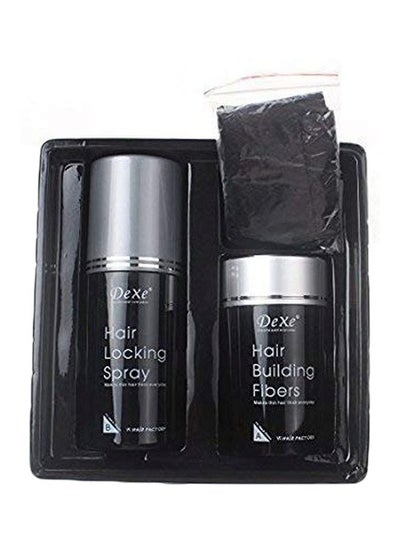 Buy 2-Piece Hair Building Fibers And Hair Locking Spray Set Black in UAE