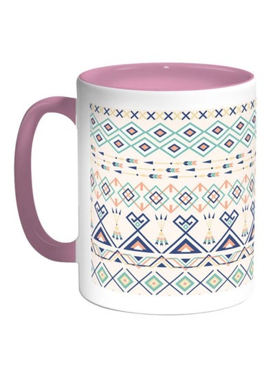 Buy Printed Ceramic Coffee Mug White/Green/Blue in Egypt