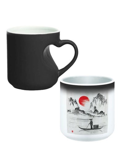 Buy Printed Ceramic Magic Coffee Mug White/Black/Red in Egypt