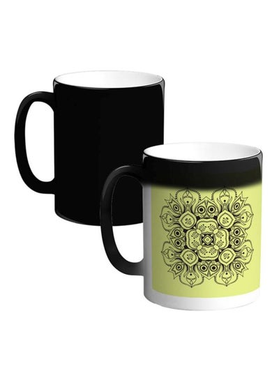 اشتري Rangoli Design Printed Magic Coffee Mug أبيض/أصفر/أسود 12أوقية في مصر