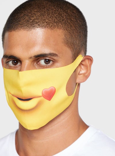 Buy Printed Neoprene Face Mask Yellow in UAE