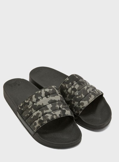 Buy Camo Pattern Slip On Slides Grey/Black in UAE