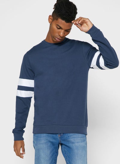 Buy Arm Stripe Pattern Sweatshirt Navy in UAE