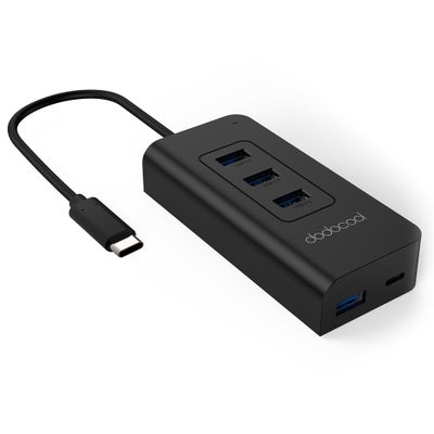 Buy USB Type-C To SuperSpeed 4 Port USB 3.0 Hub With Input Charging Port Black in Saudi Arabia