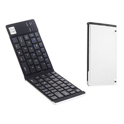 Buy GK228 BT Wireless 66 Keys Folding Mini Portable Keyboard With Stand For Phone Tablet Laptop Silver in Saudi Arabia