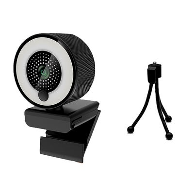 Buy 1080P HD Webcam With Ring Light Autofocus Built In Microphone With Tripod Frosted Style Black in Egypt