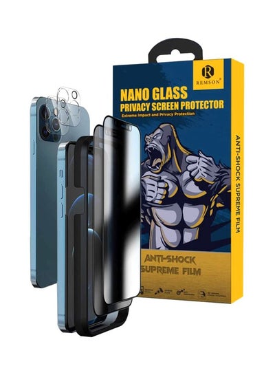 اشتري Pack Of 4 Nano Privacy Screen And Camera Lens Protector For Apple iPhone 12 Pro 6.1بوصة شفاف/ أسود في الامارات
