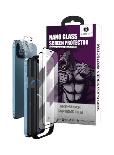 اشتري Pack Of 4 Nano Ceramic Screen And Camera Lens Protector For Apple iPhone 12 Pro Max شفاف/ أسود في الامارات