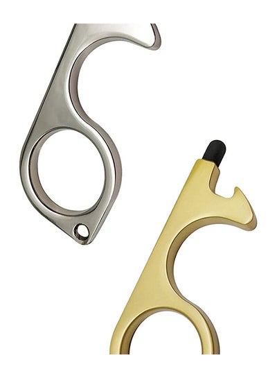 Buy 2-Piece Hand Brass Stylus Keychain Tool Gold/Silver 7cm in UAE