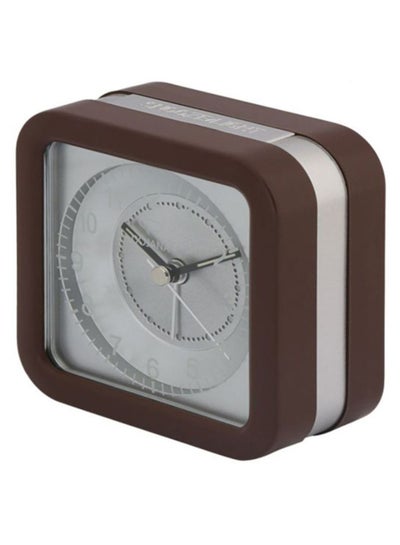 Buy Square Shape Analog Alarm Clock Brown/Silver in Saudi Arabia