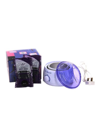 Buy Pack Of 2 Hot Wax With Wax Heating Machine White/Purple/Black in UAE