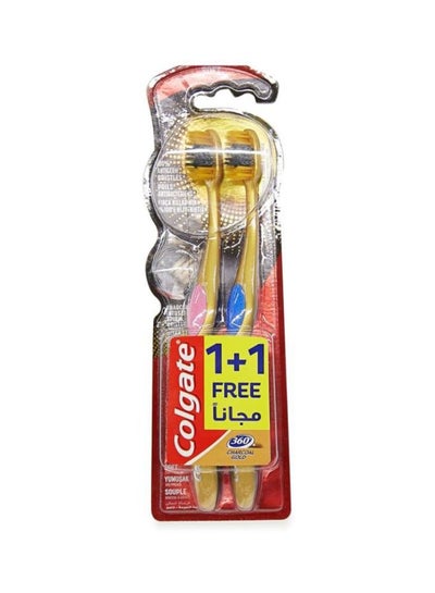 Buy Pack Of 2 360 Degree Charcoal Gold Toothbrush Gold 2 piece in UAE