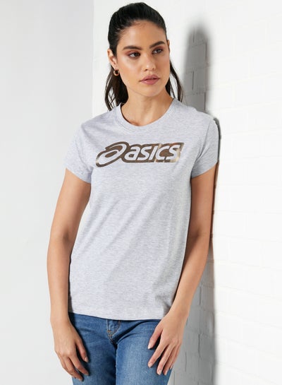 Buy Logo Graphic T-Shirt Mid Grey Heather/Gold in UAE