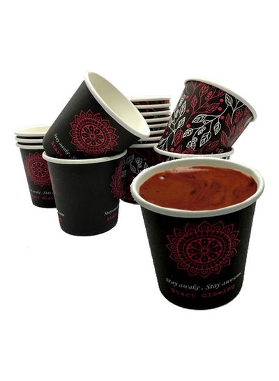 اشتري 20-Piece Black leaves Coffee And Espresso Paper Cups Black/Multicolour 119ml في مصر