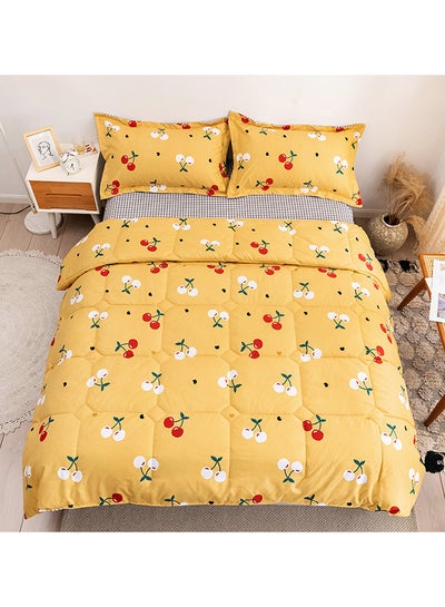 Buy 4-Piece Queen Size Comforter Set Microfiber Yellow in UAE