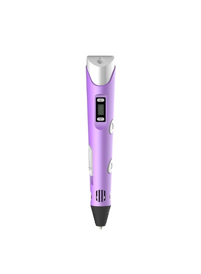 Buy Digital Display Intelligent 3D Printing Pen High Temperature 3D Graffiti Painting Pens with USB Cable Purple in Saudi Arabia