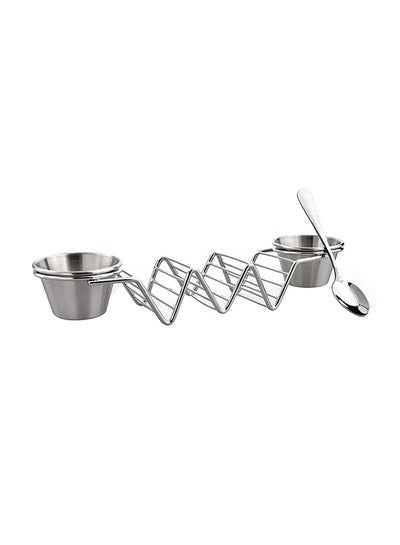 Buy Taco Stand Up Holders With 2 Salad Cup Silver 205grams in UAE