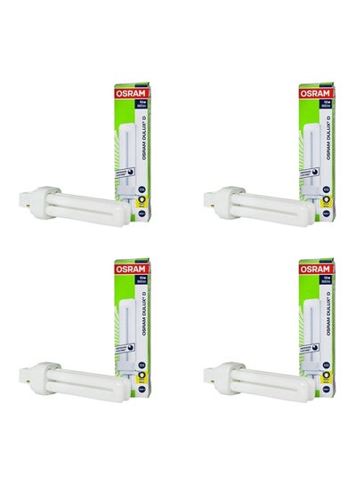 Buy Home Decorative High Qualtiy and Durable, 2 Pin Day Light Double Twin Tube CFL Bulb, 13 Watt Energy Saving Bulb(Pack of 4) white 25.4 x 25.4 x 25.4cm in UAE