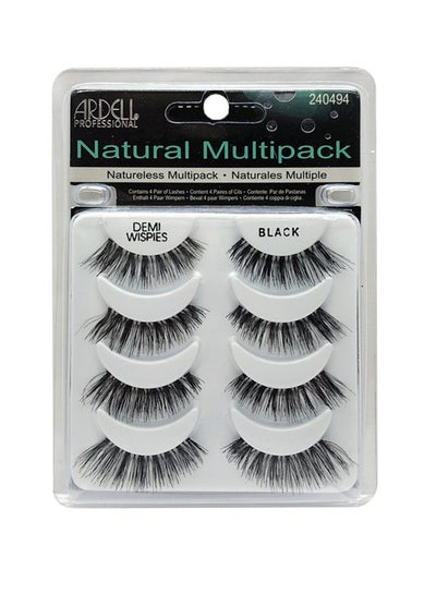 Buy 4-Pair 100% Genuine Hair False Eyelashes Black in Saudi Arabia