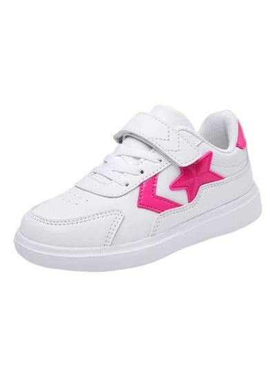 Buy Textured Low-Top Sneakers White/Pink in UAE