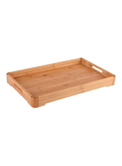 Buy Rectangular Wooden Serving Tray Beige 28cm in UAE