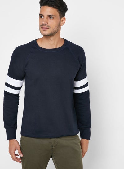 Buy Stripe Sleeve Sweatshirt Navy in Saudi Arabia