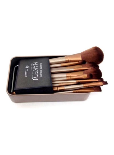 Buy 12-Piece Makeup Brushes Beige/Gold in Egypt