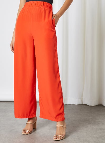 Buy Now - Plain Wide Leg Pants Coral 