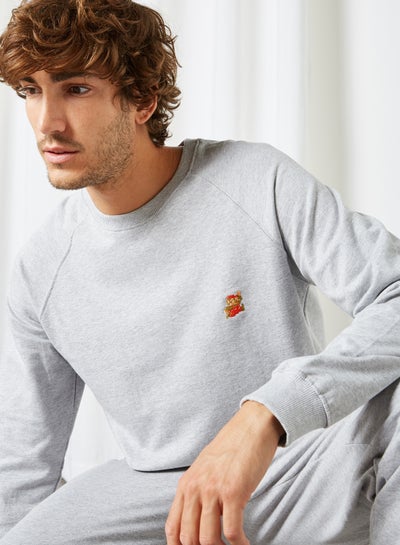 Buy Super Mario Print Long Sleeve Sweatshirt Grey Melange in Saudi Arabia