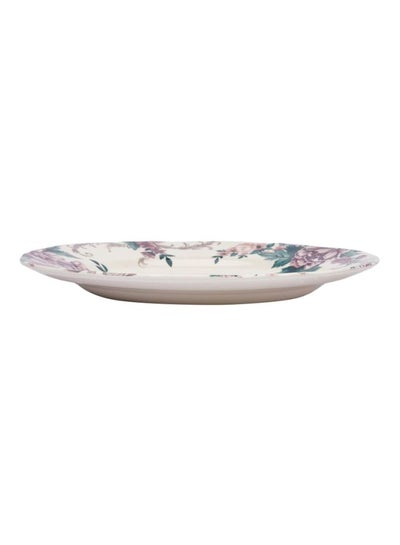 Buy Floral Printed Dinner Plate White/Green/Pink 26cm in UAE