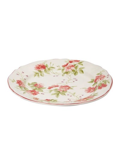 Buy Floral Printed Chop Plate White/Pink/Green 31cm in UAE