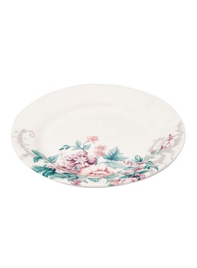 Buy Ceramic Printed Salad Plate White/Pink/Green 21cm in UAE