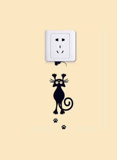 Buy Cat Cartoon Removable Switch Sticker Black 15 x 10centimeter in Saudi Arabia