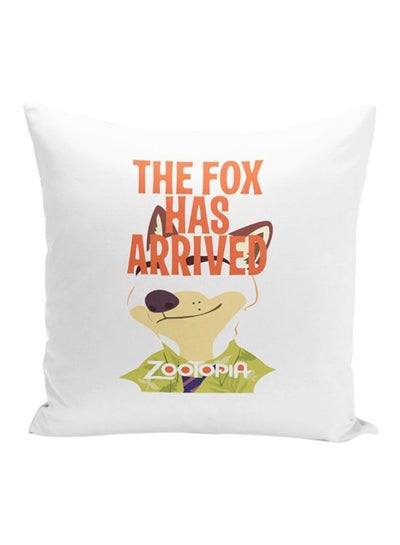 Buy Zootopia Quote Printed Decorative Pillow White/Orange/Beige 16x16x7inch in UAE