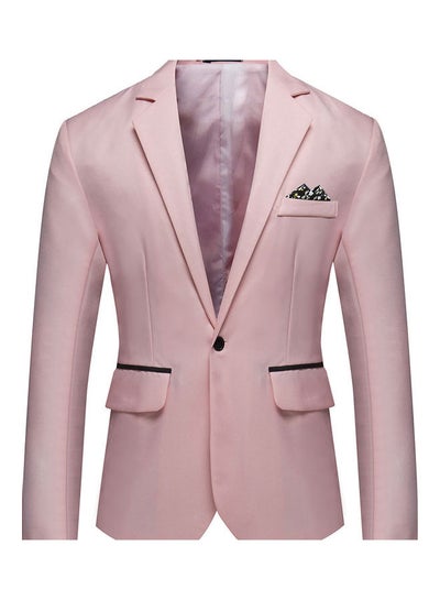 Buy Groomsman Single Row And One Button Suit Casual Coat Pink in Saudi Arabia