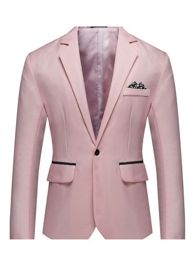 Buy Groomsman Single Row And One Button Suit Casual Coat Pink in UAE