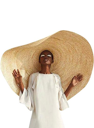 Buy Foldable Straw Hat Beige in UAE