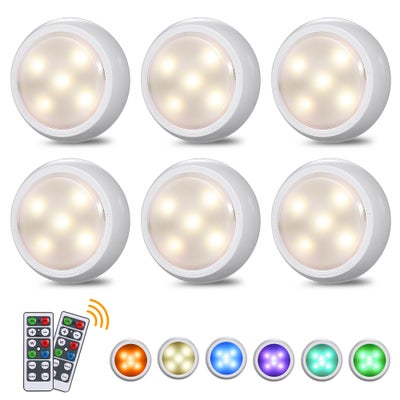 Buy 6 Piece Under Cabinet Lights with Remote Control RGBW Multicolor 15.00*7.70*13.50cm in UAE