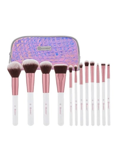Buy 12-Piece Crystal Quartz Brush With Case White/Rose Gold/Brown in Egypt