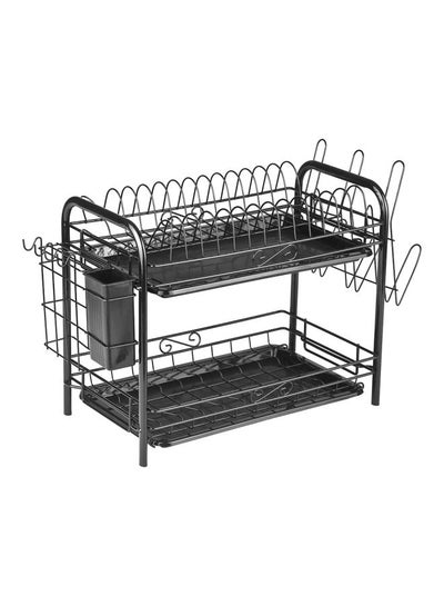 Buy 2-Tier Dish Drying Rack Black 43x14.5x25cm in Saudi Arabia