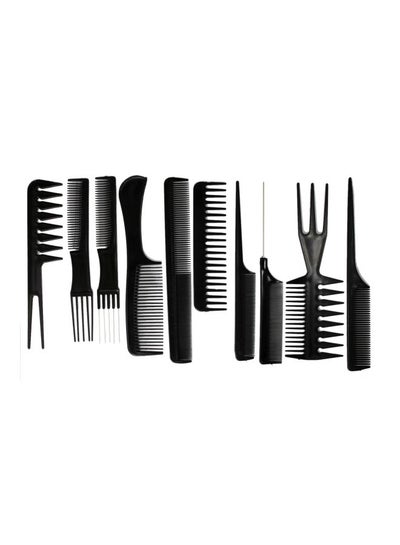 Buy 10-Piece Barber Comb Set Black in Saudi Arabia