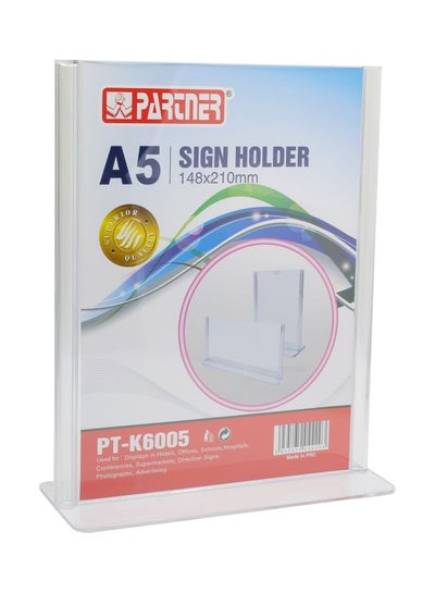 Buy A5 T Shape Sign Holder Clear in UAE